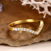 CAMARA Minimalist Wedding Ring Chevron Stacking Band Ring